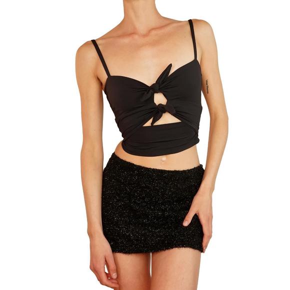 Kookai black crop tank top with two ties in front - Picture 4 of 6